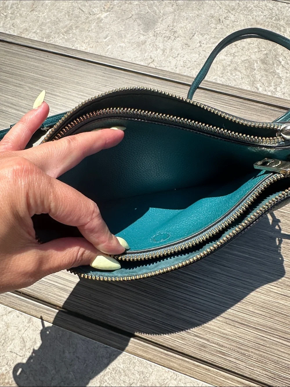 Coach Teal Blue Pebbled Leather Crossbody